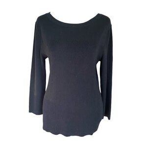 Talbots women's size medium black long sleeve stretchy pullover sweater top